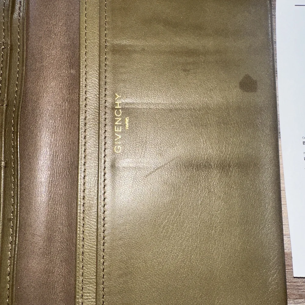 Givenchy Olive Green Long Leather Wallet